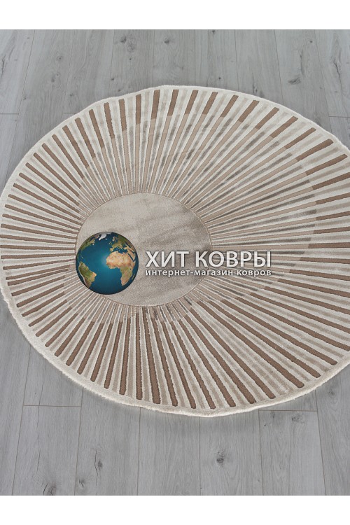 Турецкий ковер Safir 00837 Бежевый-коричневый круг
